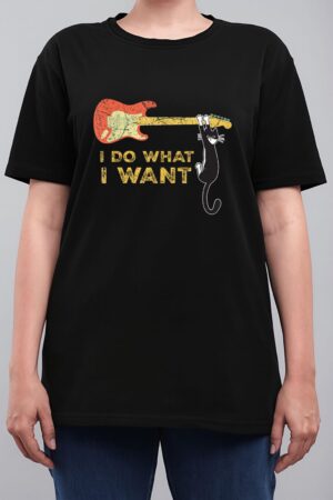 Funny Guitar Lover gifts, Retro I do what I want with my cat Women T-Shirt