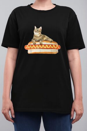 Funny Hot Dog Cat  by Zany Brainy, Cute Kitty Food Women T-Shirt