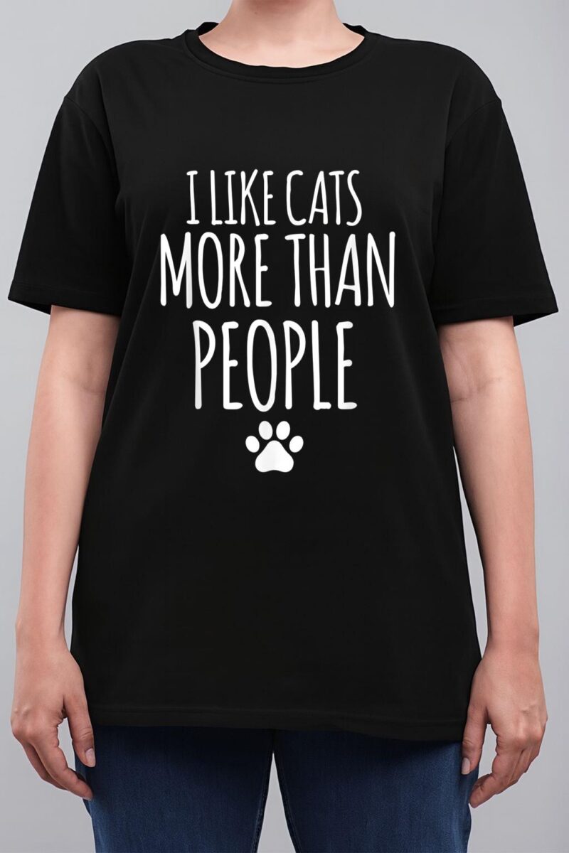 Funny I Like Cats More Than People T-Outfits For Cats Lover Women T-Shirt