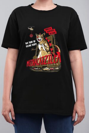 Funny Mecha Catzilla Cat Costume Halloween Women T-Shirt