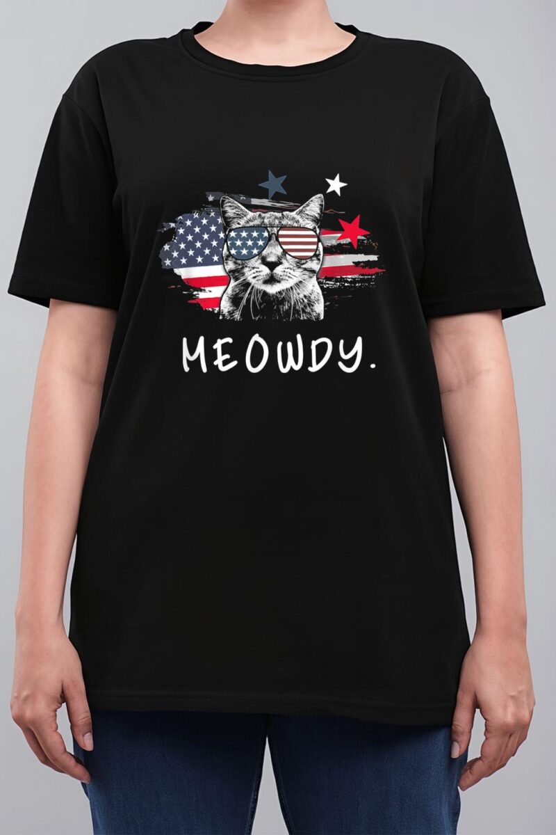Funny Meowdy Cat Shirt Cat America Meowica Cat Women T-Shirt