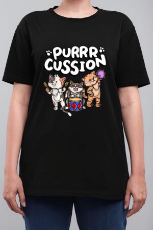 Funny Purrr Cussion Kitty Cat Percussion Player Music Women T-Shirt