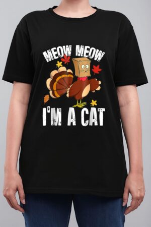Funny Thanksgiving Cool Turkey Fake Cat Women T-Shirt