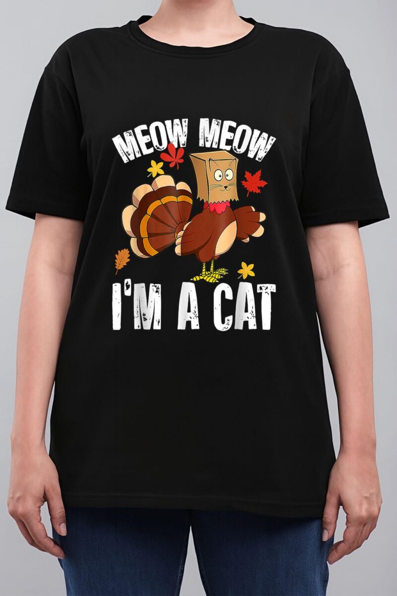 Funny Thanksgiving Cool Turkey Fake Cat Women T-Shirt
