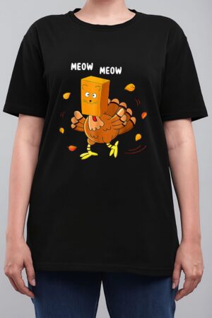 Funny Thanksgiving Turkey Fake Cat Meow Kitty Cats Lover Women T-Shirt