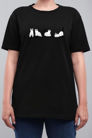 Ghost Cats Halloween Costume For Cat Lovers Women T-Shirt