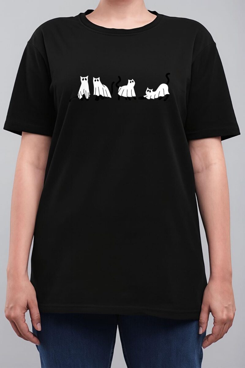 Ghost Cats Halloween Costume For Cat Lovers Women T-Shirt