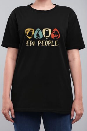 Guitar And Black Cat Lover,Ew People Meowy Funny Cat Women T-Shirt