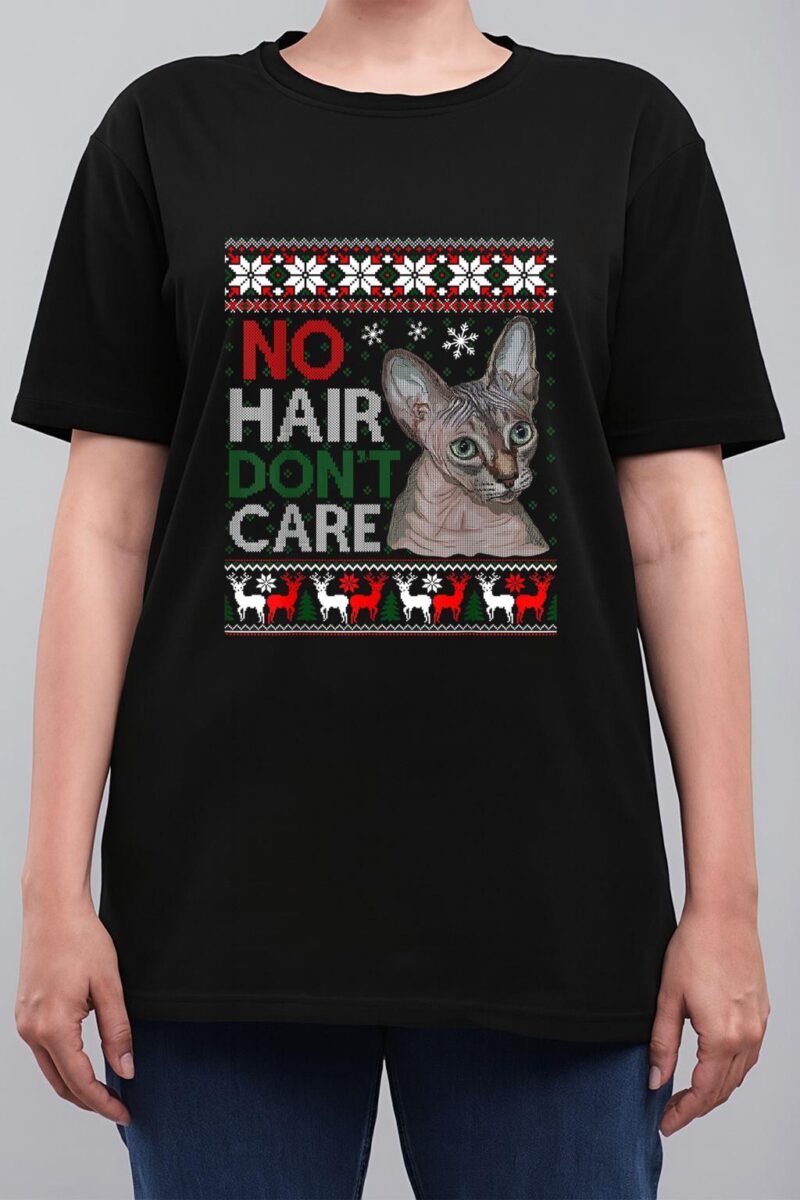 Hairless Cat Ugly Christmas Sweater Sphynx Cat Women T-Shirt