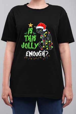 Halloween Is This Jolly Enough Noel Cat Merry Christmas Women T-Shirt