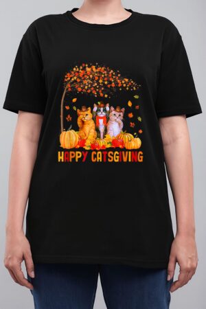 Happy Catsgiving Cute Thanksgiving Cat Lovers Cat Women T-Shirt