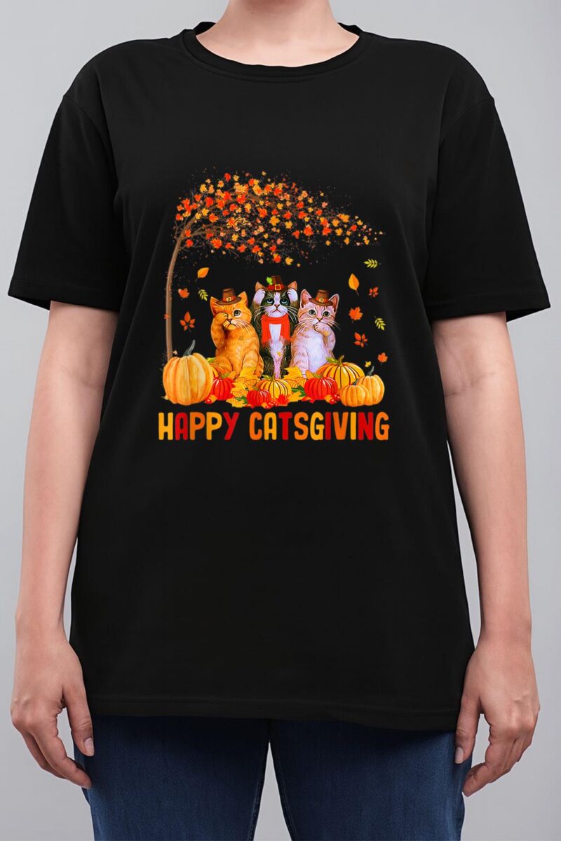 Happy Catsgiving Cute Thanksgiving Cat Lovers Cat Women T-Shirt