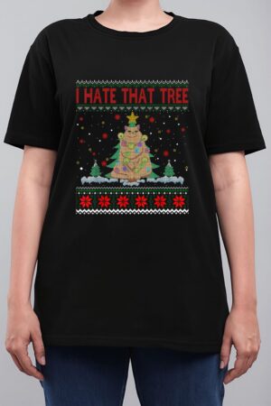 I Hate That Tree Funny Cats Christmas Tree Women T-Shirt