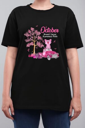 In October We Wear Pink Pumpkin Cat Breast Cancer Awareness_1 Women T-Shirt