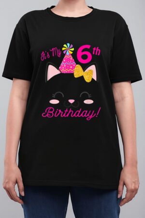 Its My 6H Birthday Girl Kitty Cat Heme Party Six Women T-Shirt
