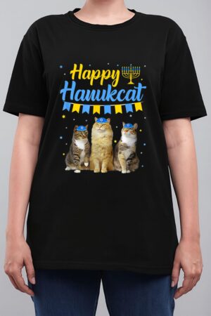 Jewish Hanukkah Cat Happy Hanukcat Christmas Sweater Cat Women T-Shirt
