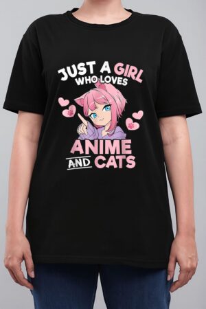 Just A Girl Who Loves Anime And Cats Cute Otaku Manga Women T-Shirt