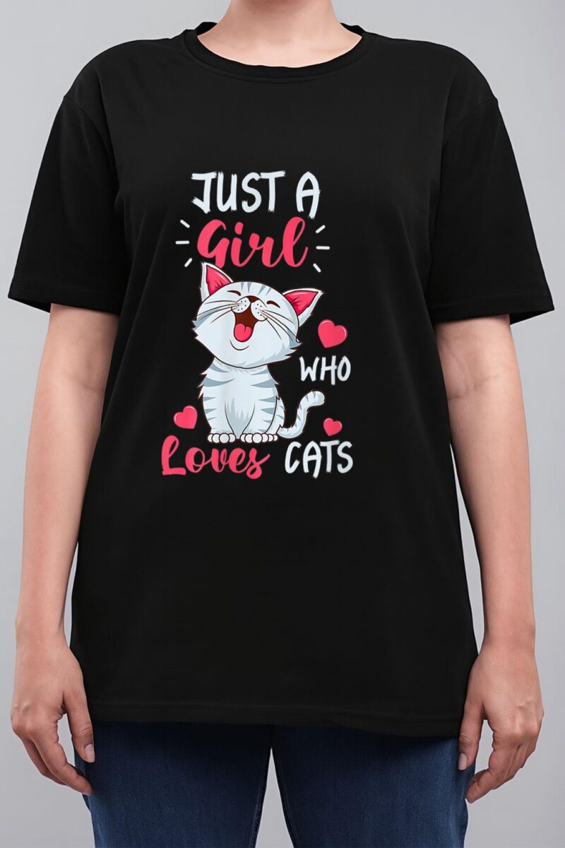 Just A Girl Who Loves Cats  Cute Cat Lover Gifts Women T-Shirt