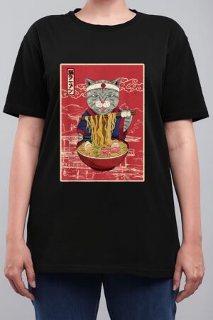 Kawaii Cat Japanese Black Anime Gift Official Teenager Girls Women T-Shirt