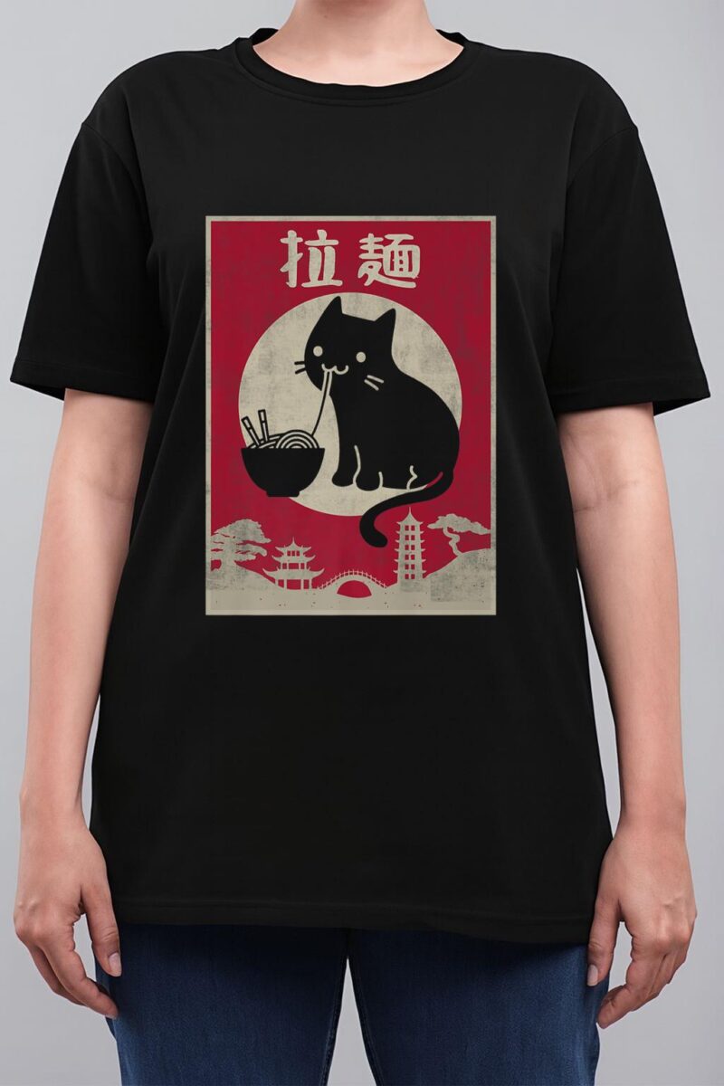 Kawaii Cat Ramen Vintage Anime Japanese Food Girls Boys Teen Premium Women T-Shirt