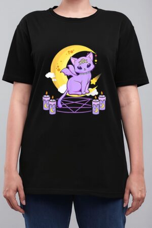 Kawaii Pastel Goth Cute Creepy Black Cat Pagan Kitty Occult Women T-Shirt