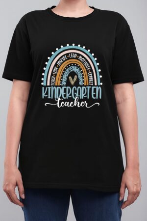 Kindergarten Teacher Leopard Rainbow First Day Of School Women T-Shirt