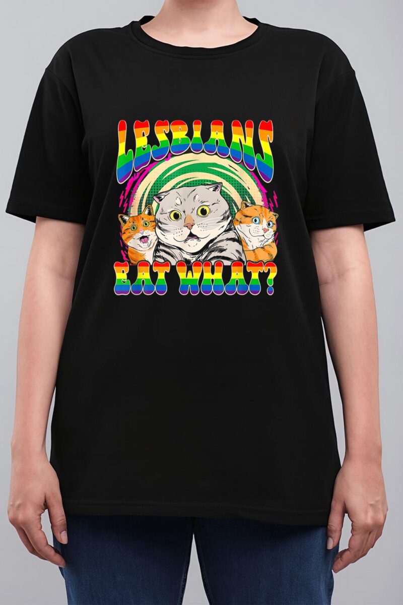 Lesbians Eat What Cat National Coming Out Day LGBQ Pride Women T-Shirt