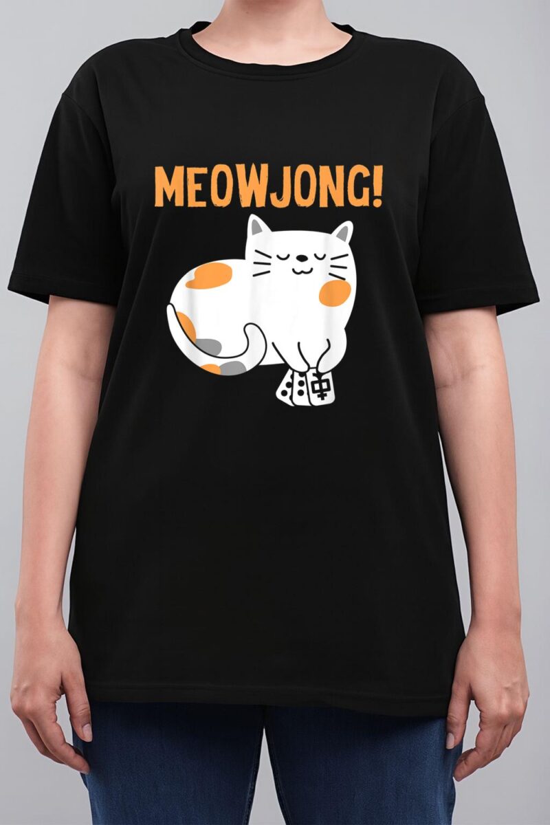 Mahjong Cat Player Board Game Mah-Jongg China Solitaire Women T-Shirt