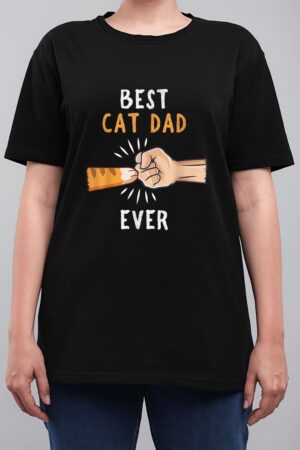 Mens Best Cat Dad Ever Paw Fist Bump Women T-Shirt