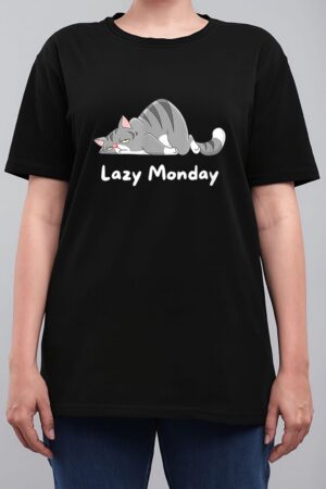 Mens Funny Cat Quote Lazy Monday Cool Cat Women T-Shirt