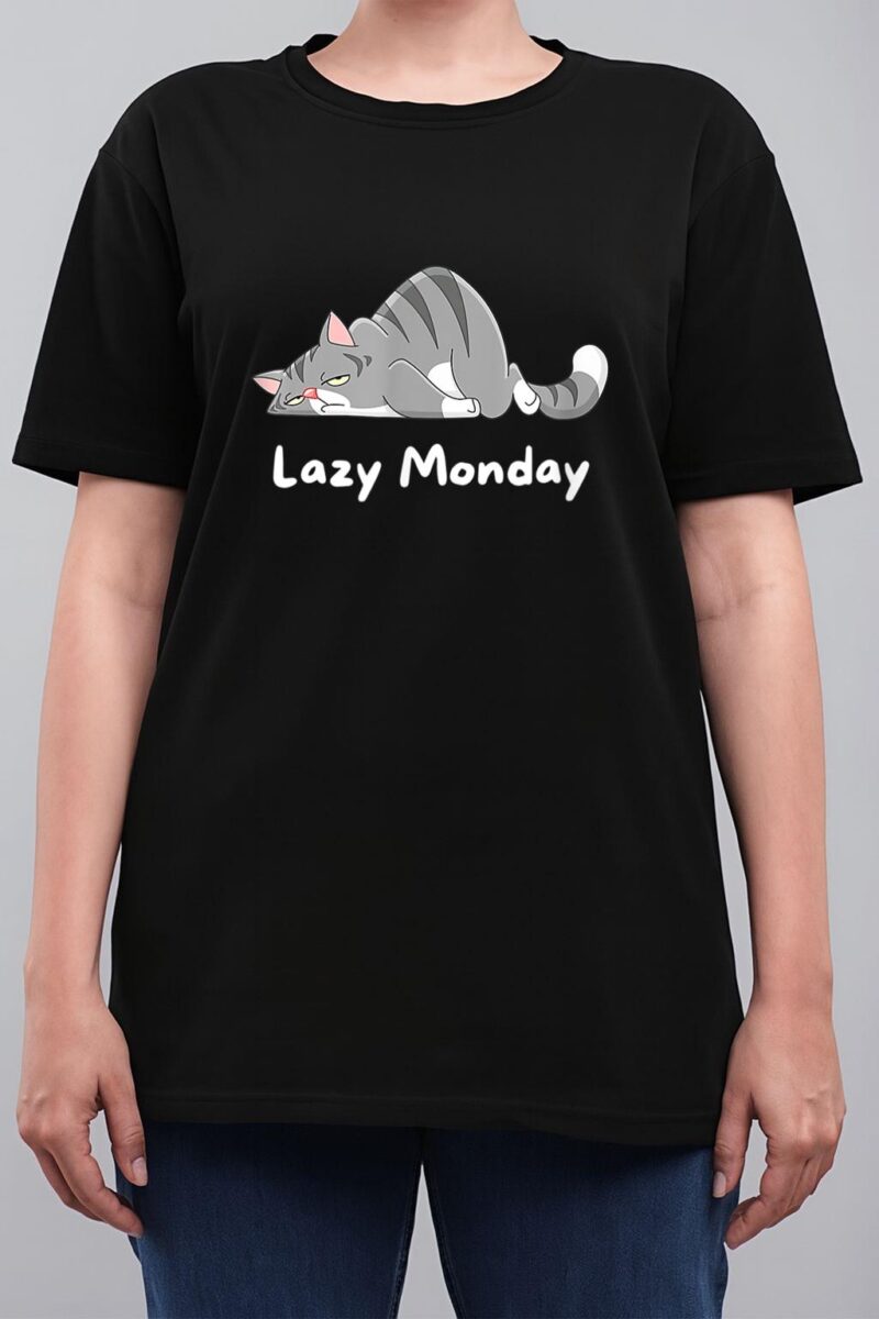 Mens Funny Cat Quote Lazy Monday Cool Cat Women T-Shirt