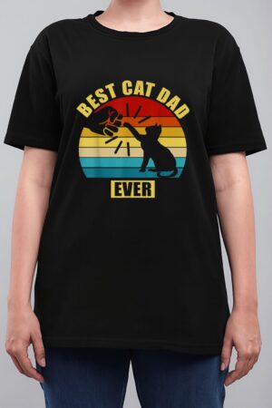 Mens Retro Vintage Best Cat Dad Ever Fist Bump Women T-Shirt
