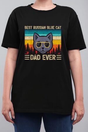 Mens Vintage Funny Best Russian Blue Cat Dad Ever Father's Day Women T-Shirt