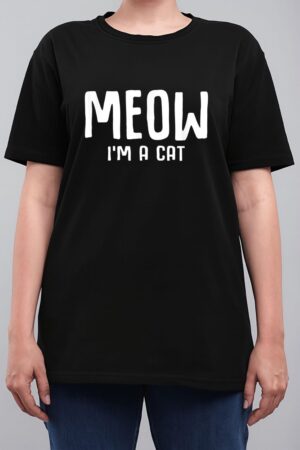 Meow I M A Cat Funny Lazy Halloween Costume Women T-Shirt