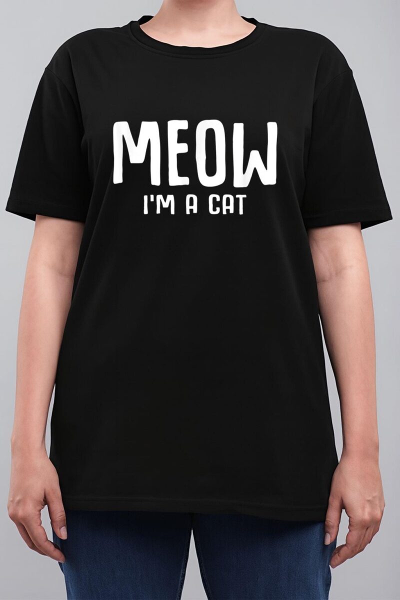 Meow I M A Cat Funny Lazy Halloween Costume Women T-Shirt