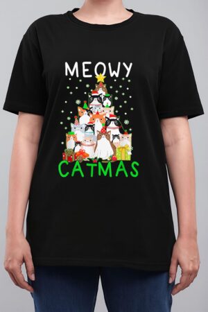 Meowy Catmas Cat Christmas Tree Xmas Women T-Shirt