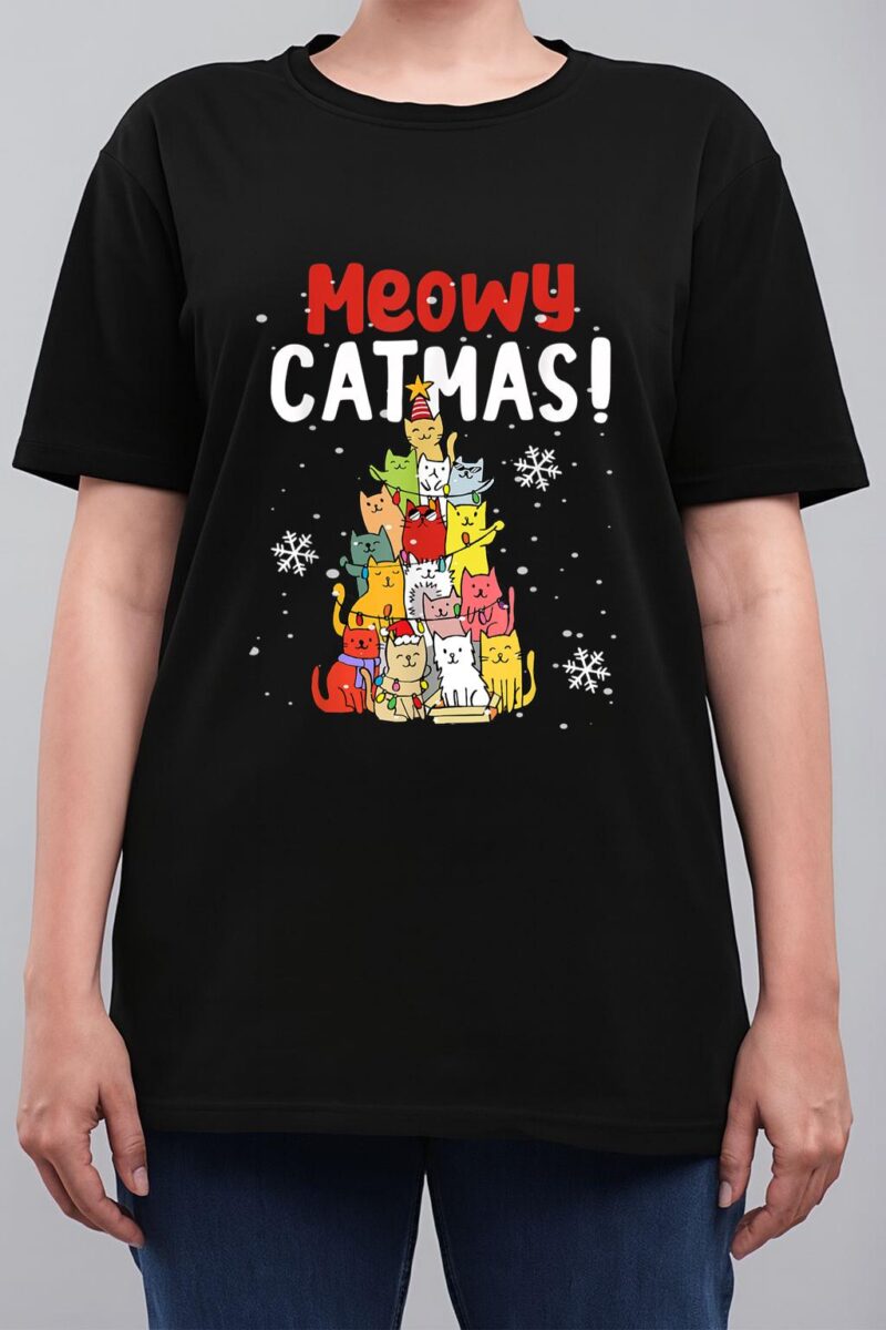 Meowy Catmas Christmas Cat Women T-Shirt