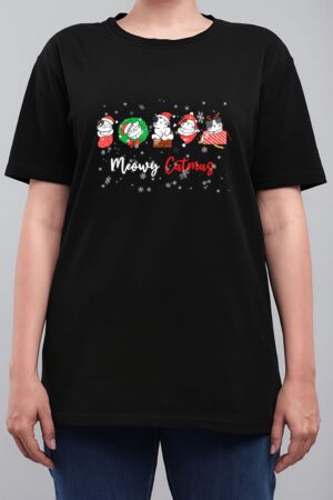 Meowy Catmas Funny Christmas Cat Kitten Lover Kids Mom Dad Women T-Shirt