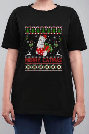 Merry Catmas Christmas Cats In Socks Kitty Cat Lover Gift Women T-Shirt