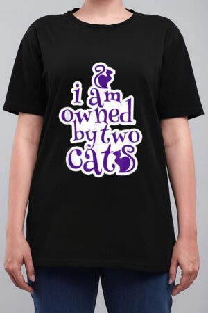 Owned By Two Cats Cat Lady Love Pets  Gift Women T-Shirt