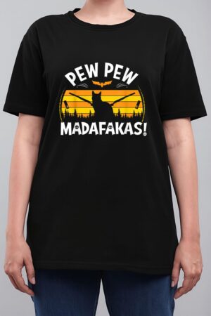 Pew Pew Madafakas scary boo night Halloween black cat Women T-Shirt