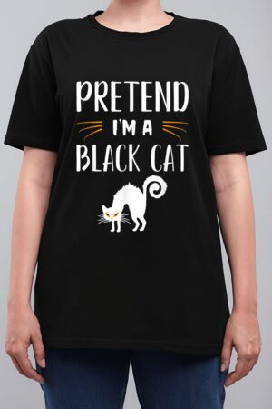 Pretend I'm A Black Cat Funny Cartoon Halloween Costume Women T-Shirt