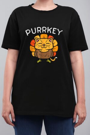 Purrkey Turkey Cat Kitten Funny Thanksgiving Cat Owner Lover Women T-Shirt