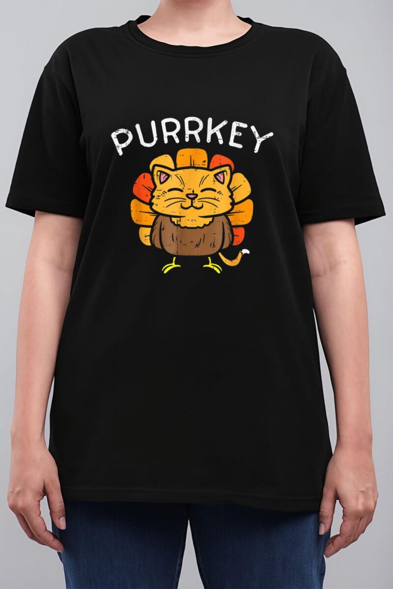 Purrkey Turkey Cat Kitten Funny Thanksgiving Cat Owner Lover Women T-Shirt