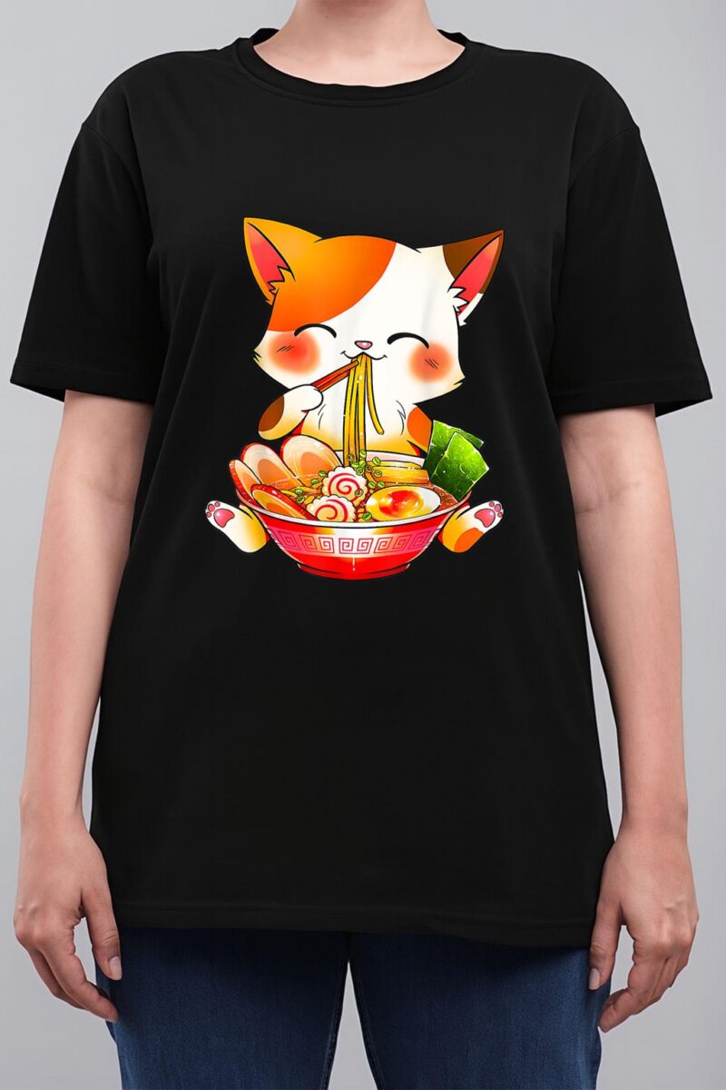 Ramen Cat Neko Anime Kawaii Japanese Merch Gifts Women T-Shirt
