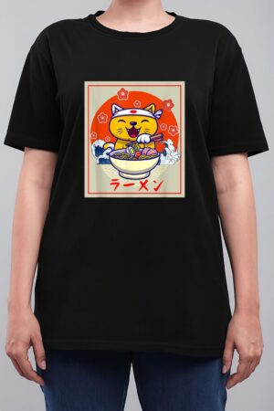 Ramen Cute Cat Kawaii Anime Japanese Food Neko Teens Girls Women T-Shirt