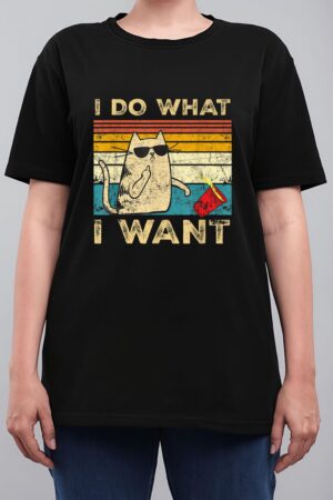Retro 80s 90s Cat Lovers gifts Funny I Do What I Want Cat Women T-Shirt