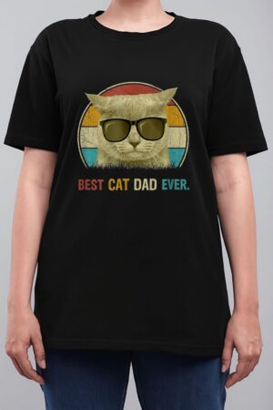 Retro Cat Best Cat Dad Ever Cat Funny Cat Daddy Cat Lover Women T-Shirt