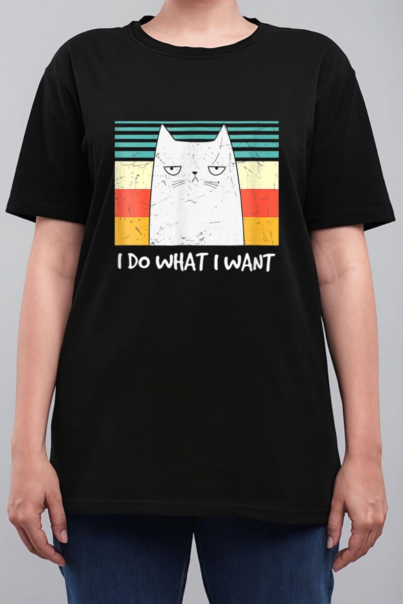 Retro Meow Cat I Do What I Want Funny Black Cat Lovers Women T-Shirt