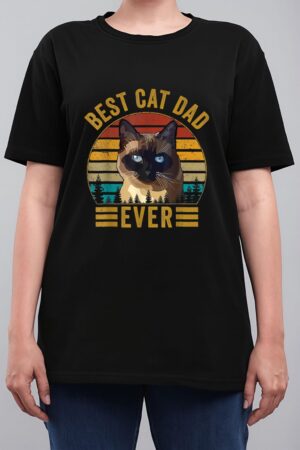 Retro Vintage Best Cat Dad Ever Fathers Day Siamese Cat Women T-Shirt